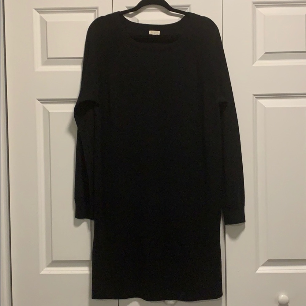 J.Crew Knee Length Sweater Dress - Black Size L